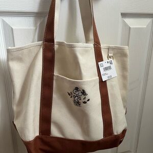 American Eagle Outfitters Cream and Brown Snoopy Fall Tote Bag